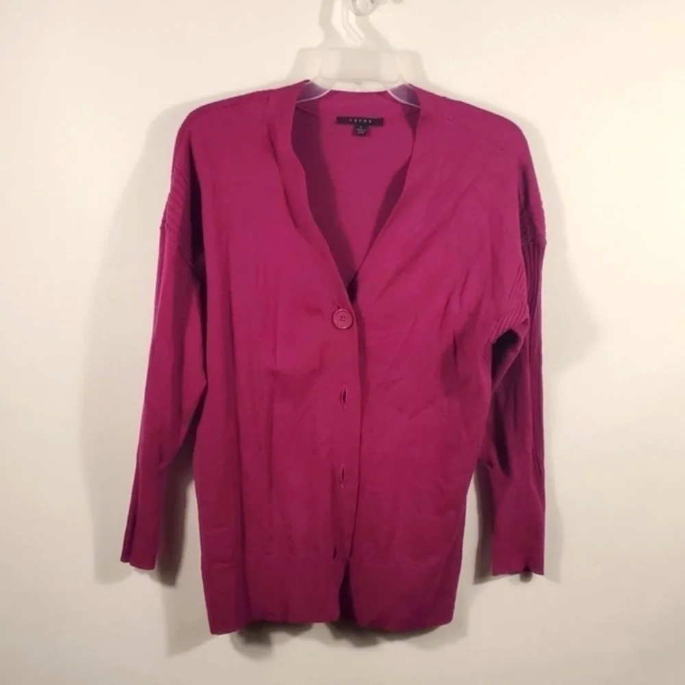 CYRUS Long Open Front Cardigan Plum Purple Size L Knit